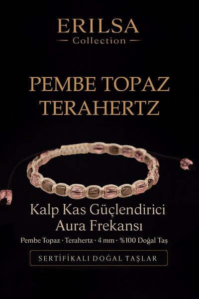 Erilsa معزز قوة عضلات القلب المعتمد بتردد أورا - حجر التوباز الوردي والتيراهيرتز الطبيعي 4 مم