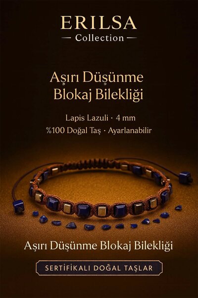 Erilsa سوار الطاقة المعتمد لحجب التفكير الزائد - حجر اللازورد الطبيعي 4 مم قا...