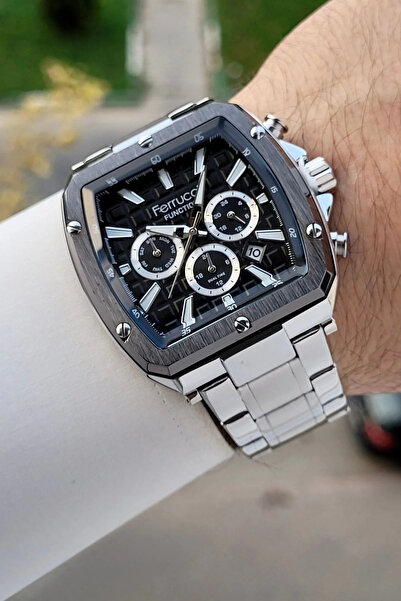 Ferrucci Black Dial Silver Color Strap Internal Indicators Active 40 mm Men's Wristwatch Fciste401