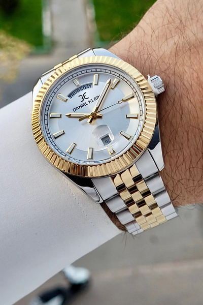 Daniel Klein Gold Silver Color 42 mm Internal Gauges Active Men's Wristwatch Dkiste2210