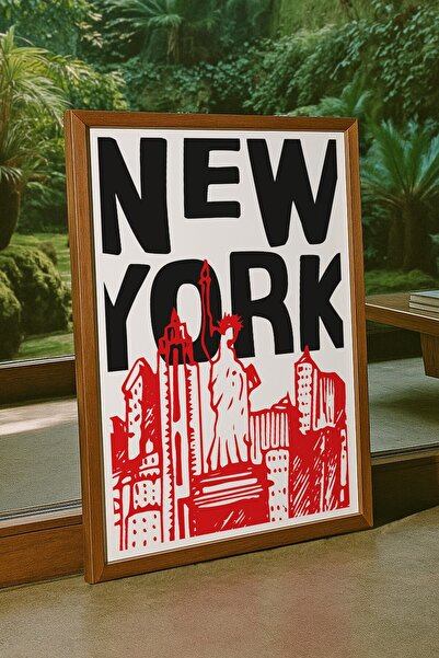 Base Concept Εκτύπωση αφίσας με γραφή Νέας Υόρκης σε μαύρο και κόκκινο χρώμα,...