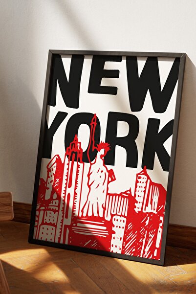 Base Concept Εκτύπωση αφίσας με γραφή Νέας Υόρκης σε μαύρο και κόκκινο χρώμα,...