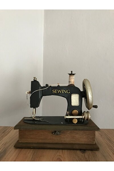 NOSTALJİM DEKORATİF METAL & TAHTA MİNİ DİKİŞ MAKİNESİ OBJE