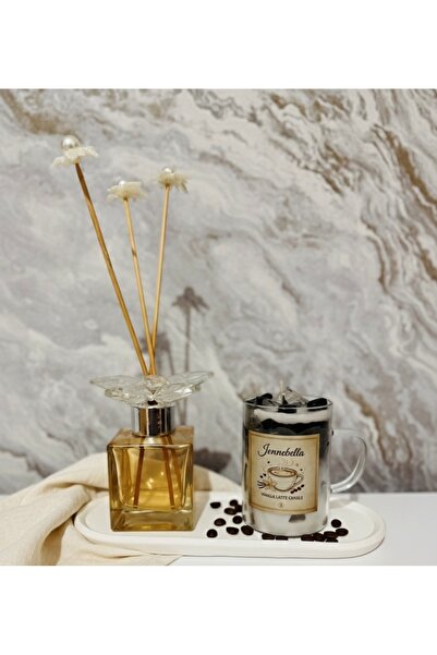 JENNEBELLA Kahve kokulu Vanilya Latte Mum cam bardak Dekoratif