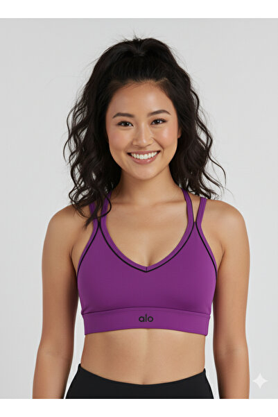 ola yoga Airbrush Heart Throb Strappy Purple Bra