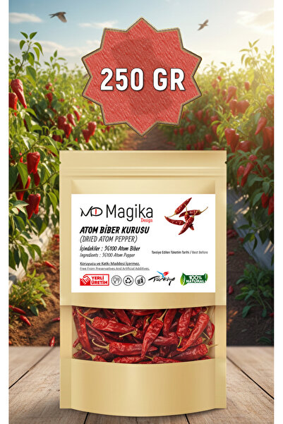Magika Design 250 GR Atom Biberi Kurusu, Çok Acı, Zehir Acı, 1. Sınıf, Taze Kurutulmuş, %100 Doğal ve %100 Taze