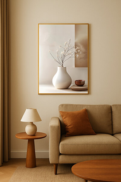 sayetablo Sorelia Botanik - Gerçek Cama Baskı Gold Alüminyum Metal Çerçeveli ...