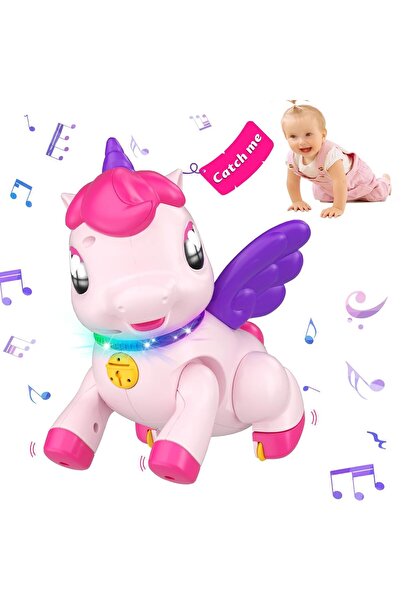 Toybox Dancing Little Unicorn InteractiveToy With Light and Music Encourages Crawling, Builds Motor Skills