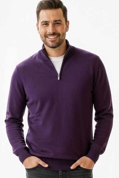 MissThetis Yarım Balıkçı Fermuarlı Yaka Uzun Kol Şık ve Cool Esnek Yünlü Raha...