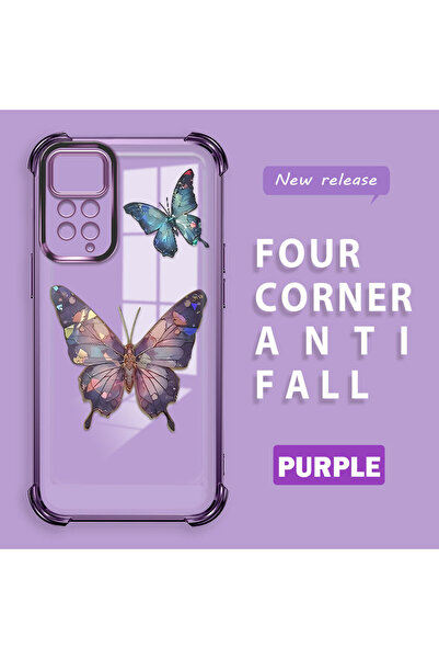 Hontinga حافظة هاتف شاومي ريدمي نوت 11 برو 4G متوافقة مع نمط طباعة الفراشة، ح...