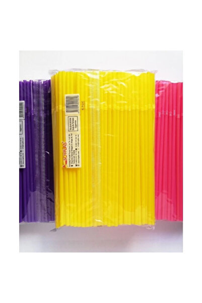 Merpak Ambalaj İnce Pipet 200'lü Pipet Körüklü Karışık Renkli Pipet