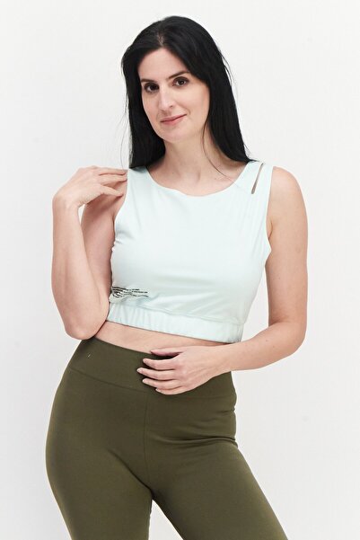 Honeydew Women Round Neck Sleeveless Textured Cut Out Crop Top, Lime Green