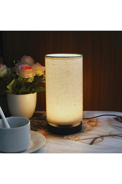 Choice Yellow black Nordic fabric table lamp, USB powered, suitable for livin...