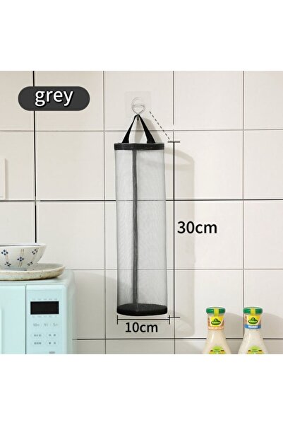 Choice 1pcs grey Wall-Mounted Trash Bag Holder Plastic Shopping Bag Storage Magic Net Pocket Kitchen Door B