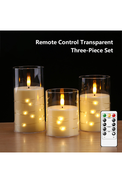 Choice شموع LED شفافة بدون لهب مع سلسلة نجوم مدمجة، تعمل بالبطارية، شمعة عمودية متلألئة