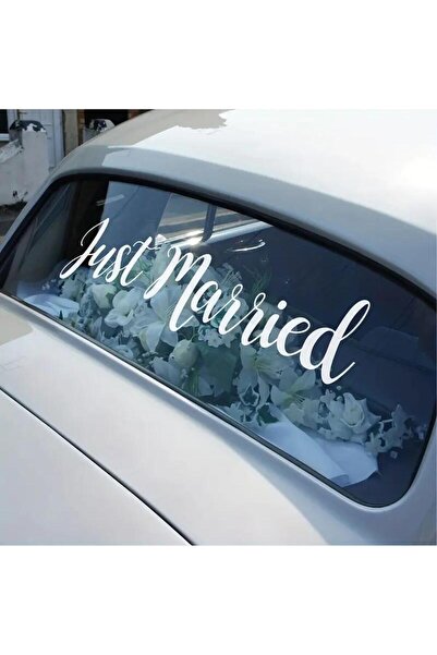 Choice ملصق سيارة زفاف أبيض مقاس 57×12 سم، مكتوب عليه "متزوجان حديثًا". اجعل ...