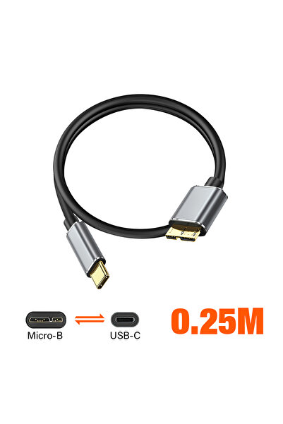 Choice كابل USB 3.0 عالي الجودة من النوع C إلى Micro B بطول 0.25 متر، أسود ال...