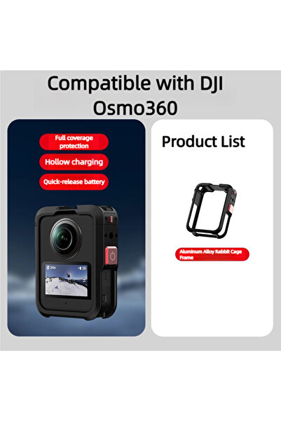 Choice قفص أوسمو 360 رابيت من رونكوين لكاميرا دي جيه آي أوسمو 360، قفص معدني سريع الفك مع غطاء واقٍ للعدسة