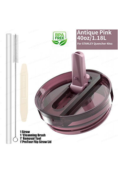 Choice غطاء بديل مانع للتسرب بلون وردي عتيق سعة 40 أونصة، مزود بماصة قابلة لل...