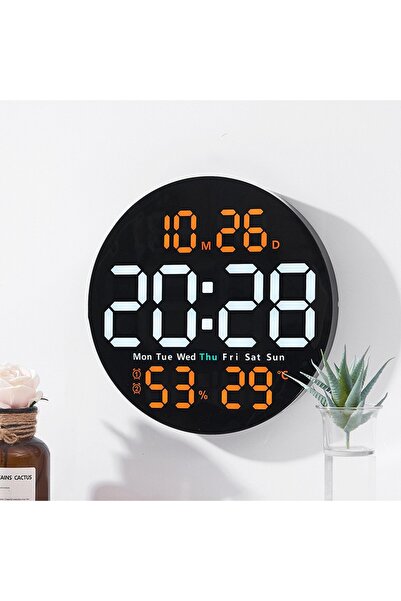 Choice 10 inch Orange 10 Inch Remote Control Digital Wall Clock Temperature Humidity Date Week Timing Count