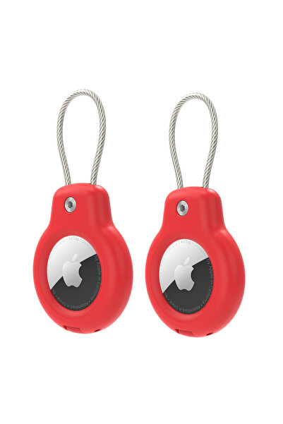 Choice 2pcs Red For AirTag Case Hard Plastics Holder Anti-Loss Keychain With ...
