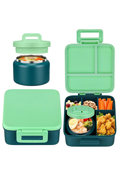 Choice Other 1 4 green 1 set Bento Lunch Box for Kids With 8oz insulated vacu...