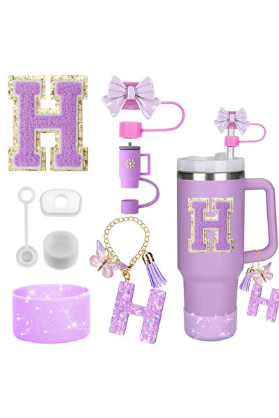 Choice مجموعة ملحقات H-Purple-8pcs لأكواب ستانلي الأرجوانية سعة 30 أونصة و40 ...