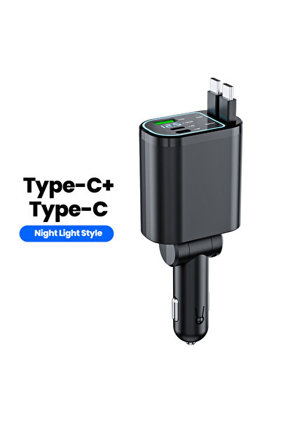 Choice شاحن سيارة قابل للسحب من النوع C، شاحن هاتف USB من النوع C، شاحن ولاعة...