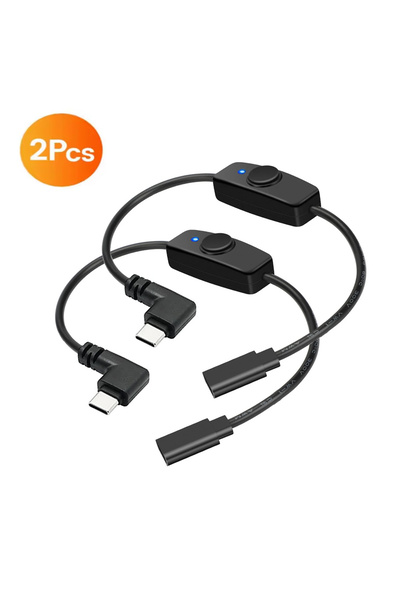 Choice كابل تمديد USB-C بطول 35 سم (قطعتان) بزاوية قائمة 90 درجة، مزود بمفتاح...