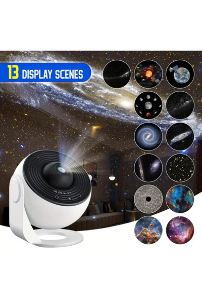 Choice جهاز عرض سماء مرصعة بالنجوم، أسود وأبيض، مزود بمقبس USB، مصباح ليلي دوار 360 درجة، مصباح قبة فلكية منزلي