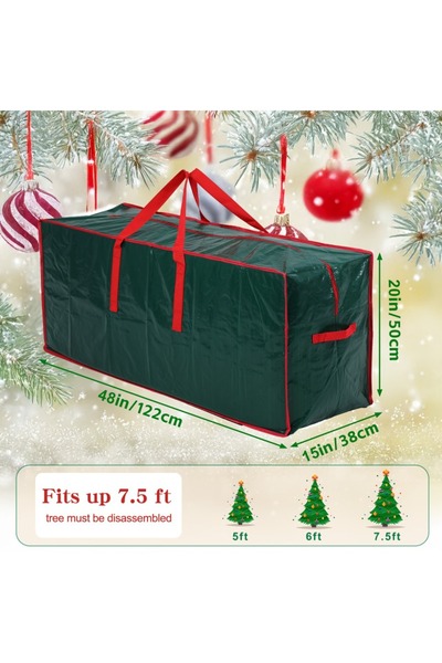 Choice 122cm green Christmas Tree Storage Bag for Up to 228.6cm Disassembled Trees with Reinforced Handles