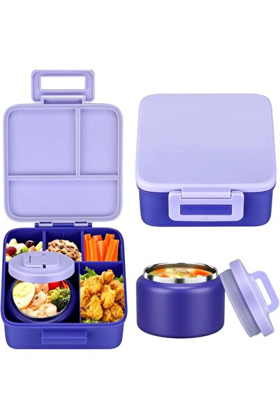 Choice Other 1 4 PURPLE 1 set Bento Lunch Box for Kids With 8oz insulated vac...