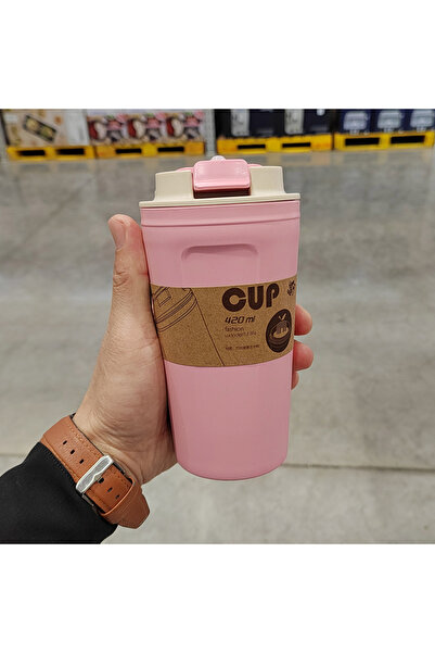 Choice 420ml Pink Travel Coffee Mug Eco-friendly Bamboo Fiber Coffee Cup Sili...