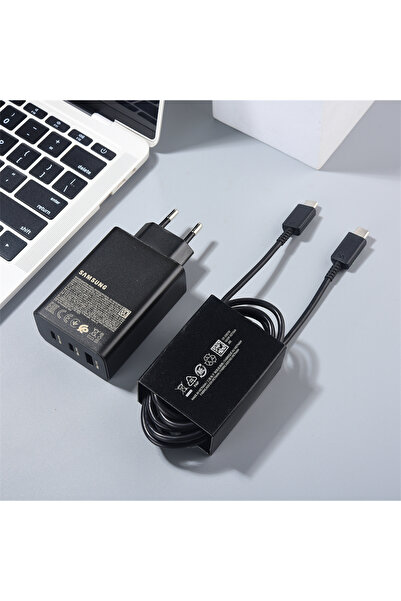 Samsung EU and 1.8M cable 65W Trio Super Fast Charger 25W PD EU Quick Charge Adapter For S25 S24 Note20 Ul