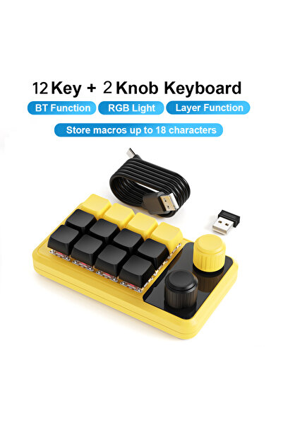 Choice Red Switch Yellow 2.4G 12Key Programming Macro Custom Knob Keyboard RGB 3 Key Copy Paste Mini Butto