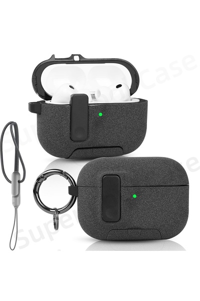 Choice جراب AirPods Pro 3 رمادي ناعم 2025، جراب AirPods Pro 3 مع قفل أمان وحب...