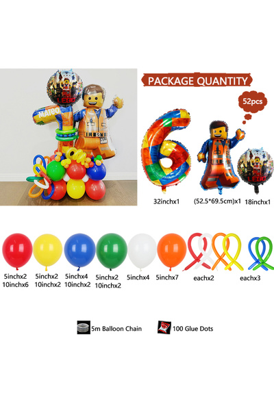 Miniso AS PICTURE 6 52pcs Emmet Colorful Latex Lego Movie Print Balloon Baby ...