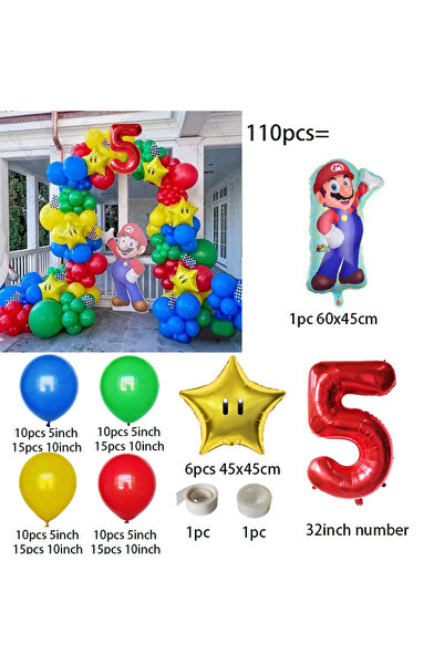 Miniso as picture style-5 Super Mario Cartoon Balloon Luigi Peach Princess Character Balloon Children's Par