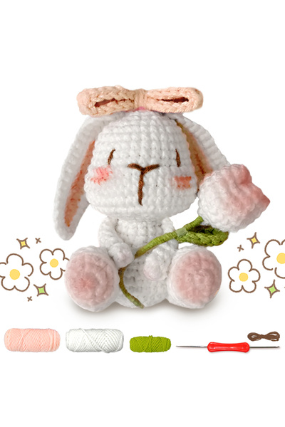 Choice مجموعة YAMAXIN DIY للكروشيه، قطعة واحدة، طقم مواد أرنب التوليب، أشغال يدوية سهلة للمبتدئين