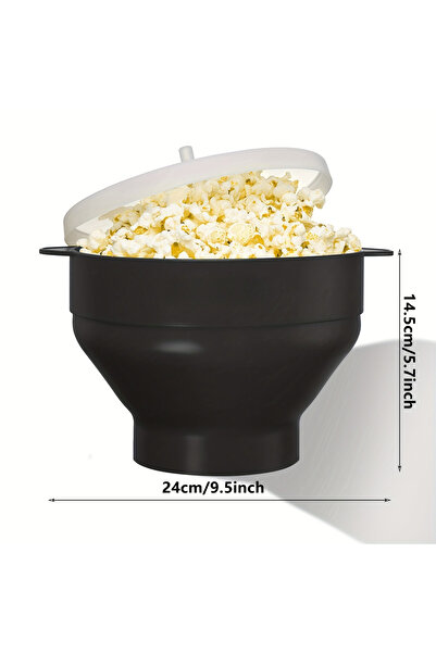 Choice صانعة فشار بالميكروويف، قطعة واحدة سوداء، سعة كبيرة 3 لتر، وعاء سيليكون قابل للطي، خالية من مادة BPA وآمنة للاستخدام في غسالة الأطباق