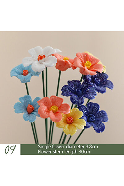 Choice 5 قطع عشوائية من الزهور الخزفية، 9 قطع، زهور صناعية مصنوعة يدويًا في د...