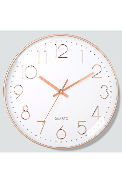 Choice 20cm Rose Gold 8 Inch Silent Quartz Wall Clock, round Three-dimensional Digital Modern Wall Clock, N