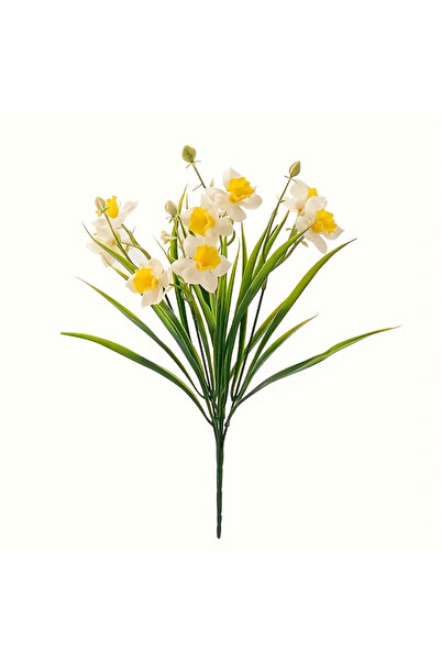 Choice زهور النرجس الاصطناعية البيضاء والصفراء، مناسبة للنباتات الخارجية، مقا...