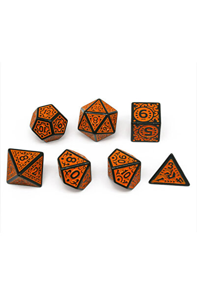 Choice مجموعة HSWD-37 مكونة من 7 قطع من النرد الكلاسيكي الشفاف بنقوش رونية با...