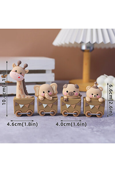 Choice17 size as show 4pcs animal train Brown Critter Train Cake Topper Monke...