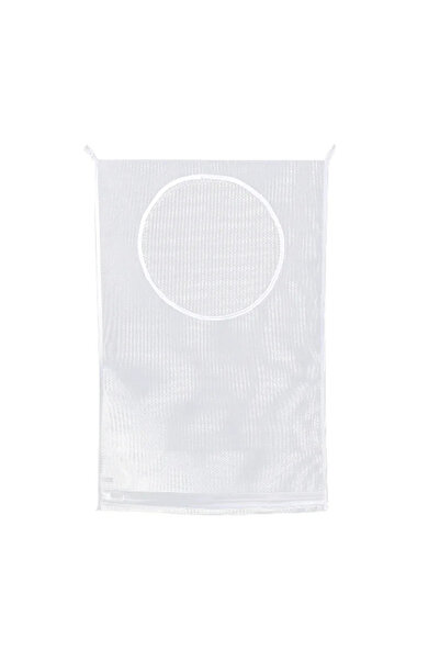 Choice White Foldable Mesh Dirty Clothes Storage Bag with Hook - Wall Hanging...