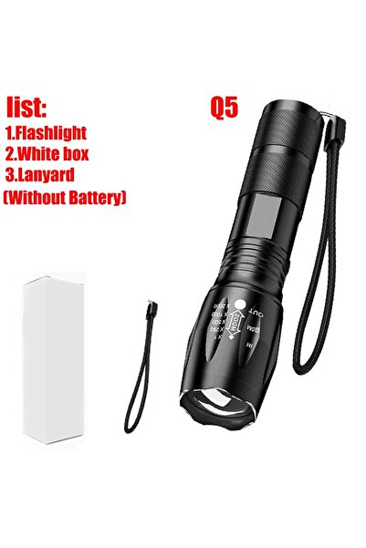 Choice مصباح يدوي Q5 أحادي عالي الطاقة بتقنية LED، مصباح تخييم بخمسة أوضاع إضاءة، إضاءة قابلة للتكبير، مصنوع من الألومنيوم.