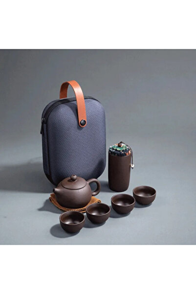 Choice طقم أدوات شاي واحد، طقم شاي رملي بنفسجي للسفر، إبريق واحد، أربعة أكواب، كوب شاي محمول، طقم شاي كونغ فو