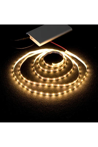 Choice شريط إضاءة LED يعمل بالبطارية، بطول مترين، لون أبيض دافئ، مناسب لخزائن...