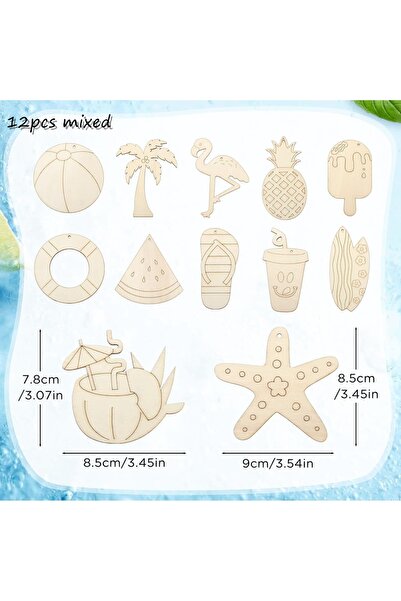 Choice1 12pcs 12pcs Wooden Flamingo Pineapple Ornaments Summer Party Hanging ...